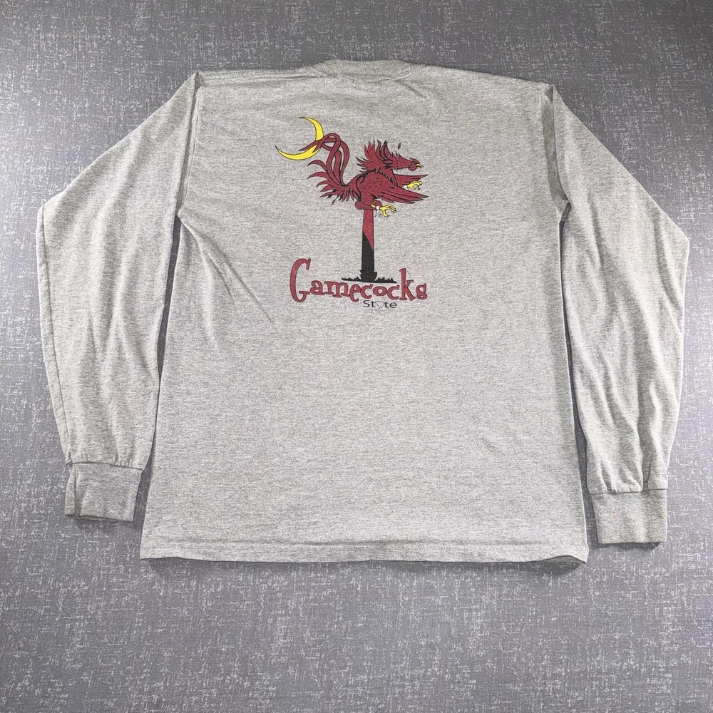 South Carolina Gamecocks Shirt Mens Medium Gray NCAA Football Gildan Long Sleeve